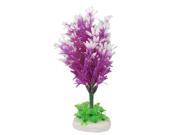 Unique Bargains Ceracmic Base Purple White Plant Ornament 9.4 for Aquarium