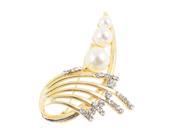 Unique Bargains Glittering Faux Pearl Embellished Dress Safety Pin Brooch for Women