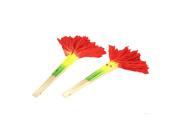 Unique Bargains 2 Pcs Hand Made Red Yellow Belly Dance Dancing Bamboo Long Fan