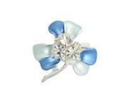Woman Costume Ornament Blue Clear Floral Safety Pin Brooch Qdjme