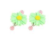 Unique Bargains Baby Girls Pair Green Plastic Daisy Decor Pulling Spring Hair Clip