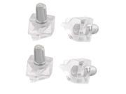 Furniture Hardware Glass Plastic Large Shelf Support Pin Silver Tone Clear 4Pcs