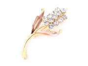 Unique Bargains Garment Ornament Rhinestone Gold Tone Metal Brooch Breastpin Brown Pink for Lady