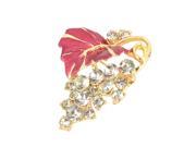 Unique Bargains Red Flower Shiny Rhinestones Decoration Pin Brooch Breastpin for Ladies