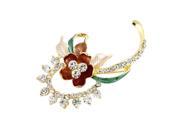 Unique Bargains Coffee Colour Shiny Rhinestone Gold Tone Metal Breast Pin Brooch for Lady