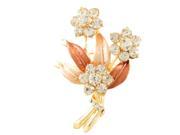 Wedding Rhinestone Decor Flower Apricot Color Pink Leaf Brooch for Lady