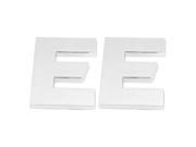 2 x Adhesive Plastic Letter E Cars 3D Emblem Badge Ornament Silver Tone