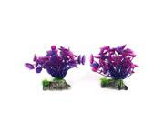 Unique Bargains Fish Tank Plastic Artificial Grass Flower Plant Decor Purple 5 Height 2 Pcs