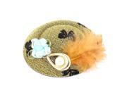 Unique Bargains Orange Feather Faux Pearl Butterfly Decor Top Hat Lady Hair Clip