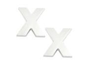 2 Pcs Adhesive Plastic Letter X Car 3D Emblem Badge Ornament Silver Tone