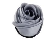 Woman Chiffon Fabric Flower Shape Corsage Brooch Pin Silver Gray