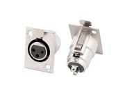 2 Pcs Audio XLR 3 Pin Female Chassis Panel Mount Coupler Connector Silver Tone