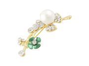 Rhinestone Inlaid Green Flower Safety Pin Brooch Breastpin Zkqju