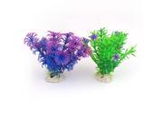 Unique Bargains 2 Pcs 3.5 High Green Blue Fuchsia Emulational Underwater Grasses for Fish Tank