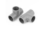 Unique Bargains 25mm PVC Tee 3 Way Water Pipe Tube Adapter Connectors Gray 2pcs