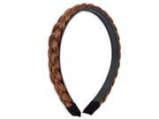 Unique Bargains Coffee Color Plastic Band Braided Hairpiece Decor Hairband Hair Hoop for Lady