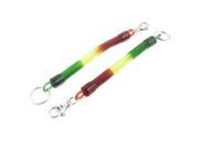 Unique Bargains Lobster Clasp Spring Coiled Strap Lanyard Keyring Tricolor 2 Pcs