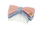Light Pink Pale Blue Dual Layer Bowtie Loop Pin Hair Comb Clip Clamp for Ladies