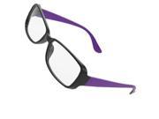 Unique Bargains Black Plastic Full Rim Purple Arms Clear Lens Spectacles for Women