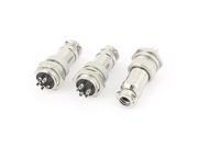 3 Pairs 16mm Thread 5 Pins Male Female Panel Metal Aviation Plug Wire Connector