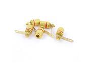 Unique Bargains 5 Pieces Gold Tone Red Amplifier Banana Socket 4mm Male Threaded Binding Posts