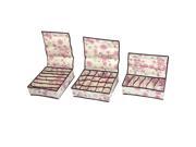 Flower Printing Foldable Makeup Socks Jewelry Storage Box Beige Pink Set 3 in 1