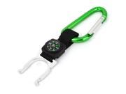 Hiking Camping Aluminum Carabiner Compass Water Bottle Buckle Holder Green