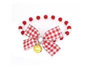 Unique Bargains Faux Crystal Detail Plastic Beads Collar Necklace Red White L for Pet Dog Puppy