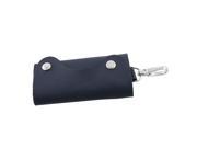 Unique Bargains Press Studs Midnight Blue Faux Leather Fold Keys Bag Holder