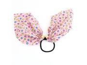 Unique Bargains Multicolored Bubble Printed Ponytail Holder Hair Tie Band Pink Color