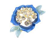 Unique Bargains Dress Clothing Floral Shaped Gold Tone Metal Brooch Blue for Lady