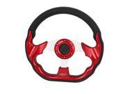 Faux Leather Coated Metal Sports Racing Steering Wheel Black Red 31cm Dia