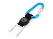 Traveling Outdoors Carabiner Hook Drink Water Bottle Holder Clip Teal w Compass