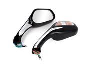 Unique Bargains Pair Motorcycle Black Adjustable Wide Blind Spot Rearview Mirror w Yellow Light