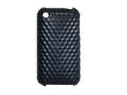 Faux Leather Coated Cube Grid Phone Case Cover for iPhone 3G