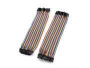 Unique Bargains 2pcs 20cm 2.54mm 40P 40P Female to Male Jumper Wire Cable Line Rainbow Color