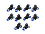 10mm x 8mm Pneumatic Push In Tubing Quick Joint Connector Black Blue 10pcs