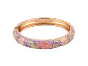 Unique Bargains Chinese Style Gold Plated Openable Floral Hinged Cuff Bangle Bracelet
