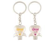 Unique Bargains Silver Tone Bulb Design Lover Couple Keyring Keychain