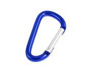 Blue Silver Tone D Style Spring Load Gate Carabiner Hooks