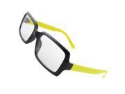 Unique Bargains Ladies Black Yellow Full Plastic Frame Plain Plano Glasses