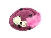 Unique Bargains Pink Feather Faux Pearl Black Batterfly Top Hat Alligator Hair Clip