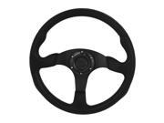 Auto Modified Parts Faux Leather Coated 35cm Dia Racing Steering Wheel Black