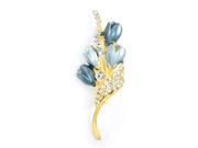 Unique Bargains Lady Bridal Rhinestone Floral Bouquet Shaped Safety Pin Brooch Steel Blue