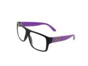 Plastic Arms Square Lens Full Rimmed Plano Spectacles Black Purple