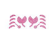Unique Bargains Decorative Fuchsia Beaded Flowers Leaves Shape Phone Auto Decal Sticker 12 in 1
