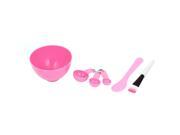 Unique Bargains Makeup DIY Facial Mask Mixing Bowl Brush Spoon Stick Beauty Tool 6 in1 Set Pink