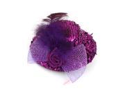 Unique Bargains Party Purple Flower Bowknot Accent Tinsel Covered Top Hat Alligator Hair Clip