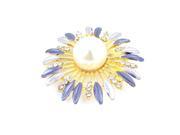 Unique Bargains Women Gold Tone Metal Sunflower Shape Faux Pearl Accent Pin Brooch Breastpin