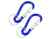 2 Pcs Dark Blue Aluminum Key Ring Keychain Carabiner Hook